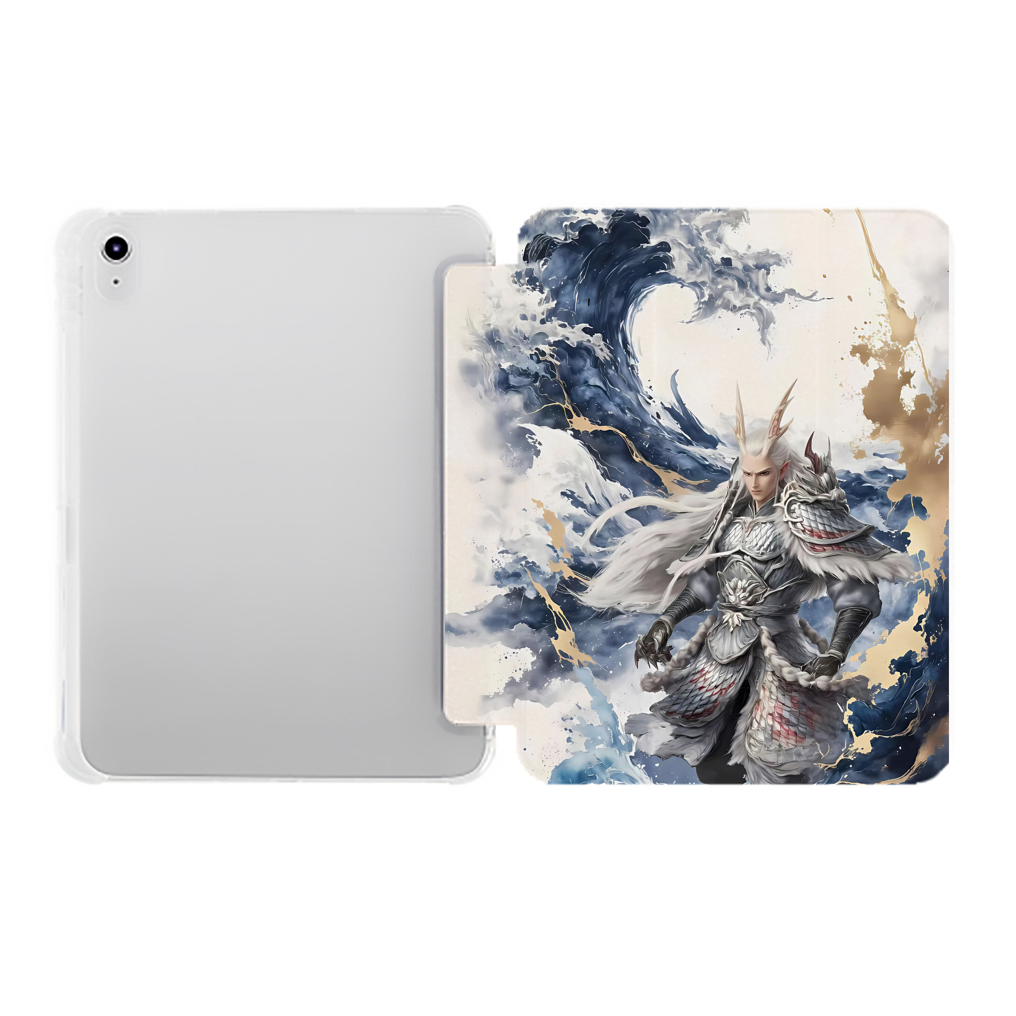 （画像用） Ne Zha 2 ナタ 魔童の大暴れ IPad ケース ペン収納付き 三つ折りスタンド PUレザー×シリコン 対応機種9.5/10.5/10.9インチ